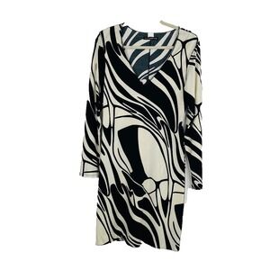 Eva Varro Womens Artsy Long Sleeve Sheath Dress‎ Size L Abstract Jersey Stretch